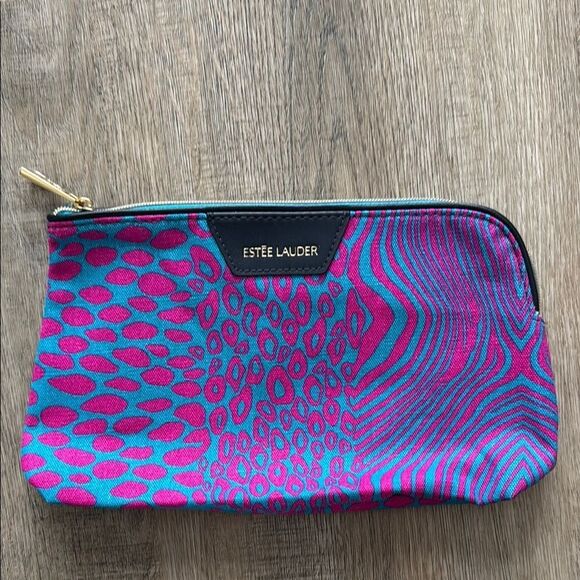 Estee Lauder Vibrant Pink and Blue Cosmetic Bag New - Picture 1 of 5